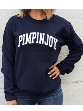 PIMPINJOY Women's Navy Crewneck Sweatshirt